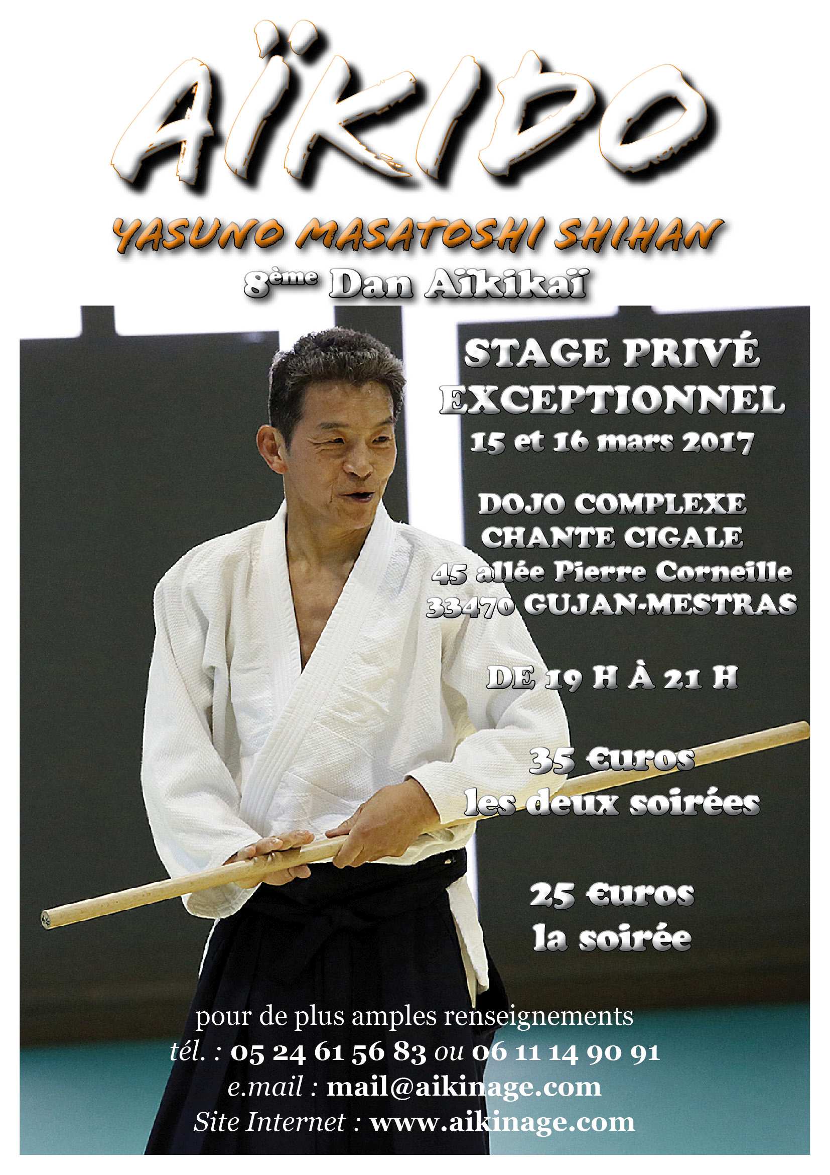 Stage Yasuno à Gujan du 15 et 16 mars